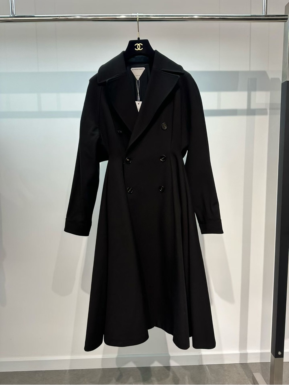 Bottega Veneta Black Double-Breasted Trench Coat